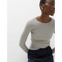 M&S Cotton Rich Ribbed Regular Fit Top Grey Marl