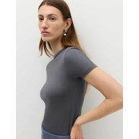 M&S Crew Neck Soft Touch T-Shirt Dark Grey