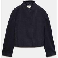 M&S Textured Wrap Collar Short Jacket Navy