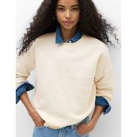M&S Cotton Rich Crew Neck Sweatshirt Vanilla