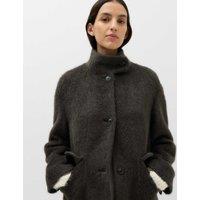 M&S Brushed Funnel Neck Midi Coat Nearly Black