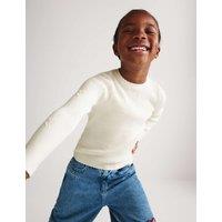 M&S Heart Textured Knitted Top (2-10 Years) Ivory