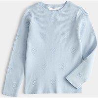 M&S Heart Textured Knitted Top (2-10 Years) Blue