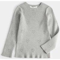M&S Heart Textured Knitted Top (2-10 Years) Grey