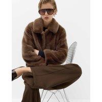 M&S Faux Fur Collared Short Jacket Brown