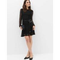 M&S Mesh Round Neck Mini Skater Dress Black