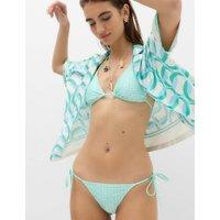 M&S Printed Tie Side Bikini Bottom Blue Mix