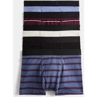 M&S 5 Pack Cotton Rich Striped Trunks (5-16 Yrs) Multi