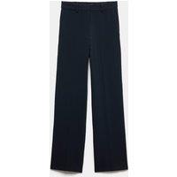 M&S Woven Straight Leg Trousers with Stretch Dark Navy