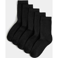 M&S 5pk Cotton Blend Comfort School Socks Black