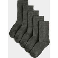 M&S 5pk Cotton Blend Comfort School Socks Grey