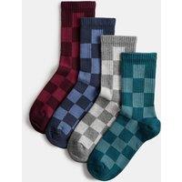 M&S 4 Pack Cotton Rich Checkerboard Socks (6 Small-7 Large) Multi