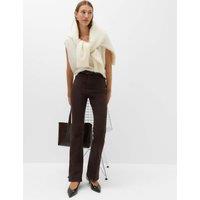 M&S Cotton Rich Kick Flare Trousers Chocolate