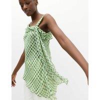 M&S Checked Asymmetric Top Green Mix