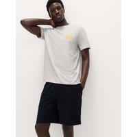 M&S Pure Cotton Lemon Graphic Pyjama Set Ecru Mix