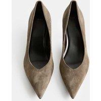 M&S Suede Kitten Heel Pointed Court Shoes Dark Grey