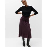 M&S Lyocell Blend Ruched Midi A-Line Skirt Dark Aubergine