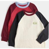 M&S 2 Pack Pure Cotton Raglan Tops (2-8 Yrs) Cream Mix