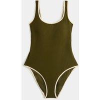 Goodmove Tummy Control Padded Ribbed Swimsuit Dark Khaki