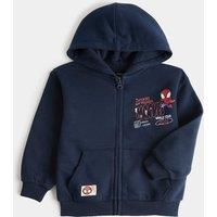 M&S Cotton Rich Spider-Man Hoodie (2-8 Yrs) Slate Blue