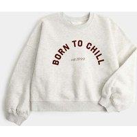 M&S Cotton Rich Born to Chill Pyjama Top (6-16 Yrs) Grey Marl