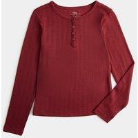 M&S Long Sleeve Button Up Pyjama Top (6-16 Yrs) Red