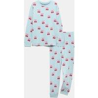 M&S Pure Cotton Cherry Print Pyjamas (12 Mths - 16 Yrs) Turquoise Mix