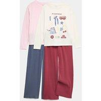 M&S 2 Pack Pure Cotton Pyjama Set (6-16 Yrs) Blue Mix