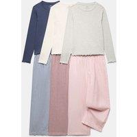 M&S 3 Pack Ribbed Check Pyjama Sets (6-16 Yrs) Multi