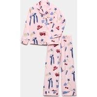M&S Sleepover Satin Pyjamas (6-16 Yrs) Pink Mix
