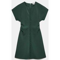 JAEGER Crepe Ruched Mini Waisted Dress Dark Green
