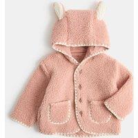 M&S Borg Jacket with Ears (0-12 Mths) Rose Pink