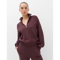Goodmove Knitted Half Zip Balloon Sleeve Jumper Mulberry