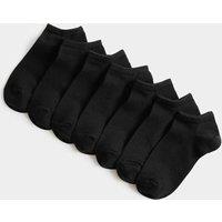 M&S 7pk Cotton Rich Trainer Liner Socks Black