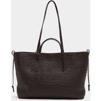 JAEGER Leather Lattice Tote Bag Chocolate
