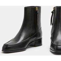 JAEGER Leather Block Heel Ankle Boots Black