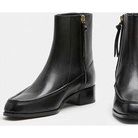 JAEGER Leather Block Heel Ankle Boots Black