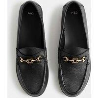 M&S Leather Trim Loafers Black