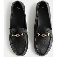 M&S Leather Trim Loafers Black
