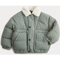 M&S Borg Lined Gingham Jacket (2-8 Yrs) Green