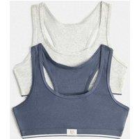 M&S 2 Pack Cotton Rich Ribbed Racerback Crop Tops (7-16 Yrs) Navy Mix
