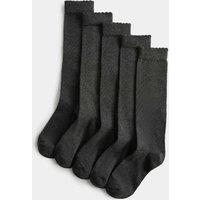 M&S 5 Pack Cotton Rich Knee High Socks (6 Small-7 Large) Grey