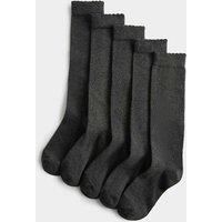 M&S 5 Pack Cotton Rich Knee High Socks (6 Small-7 Large) Grey
