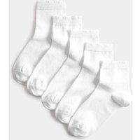 M&S 5 Pack Cotton Rich Socks (6 Small-7 Large) White