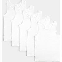 M&S 5 Pack Pure Cotton Bow Vests (2-14 Yrs) White