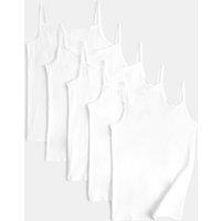 M&S 5 Pack Cotton Rich Plain Camis (2-14 Yrs) White