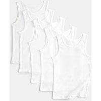 M&S 5 Pack Pure Cotton Vests (2-14 Yrs) White