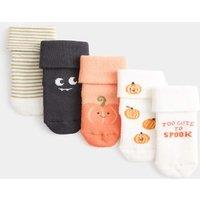 M&S 5 Pack Cotton Rich Halloween Ankle Socks Orange Mix