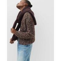 M&S Cotton Blend Boucle Funnel Neck Knitted Jacket Conker