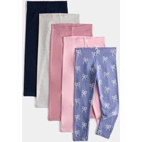 M&S 5 Pack Cotton Rich Leggings (2-10 Yrs) Blue Mix